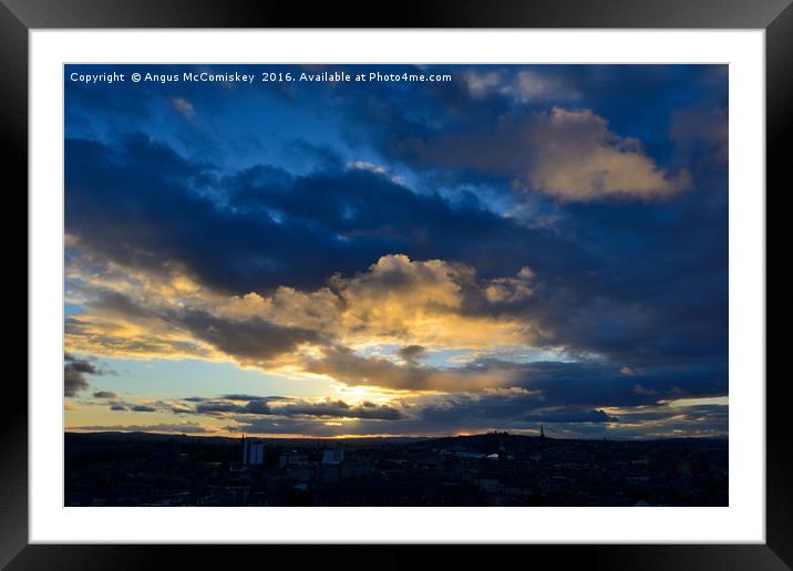Moody sky over Edinburgh Framed Mounted Print by Angus McComiskey