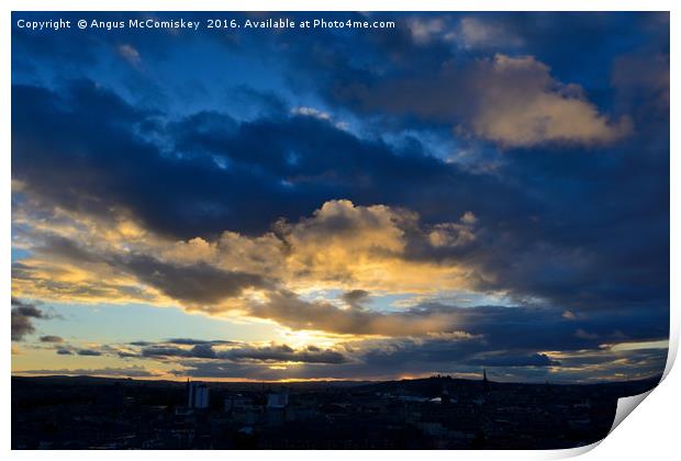 Moody sky over Edinburgh Print by Angus McComiskey