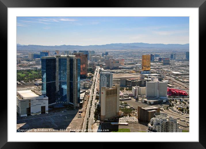 Las Vegas Skyline from the Stratosphere Tower, Nev Framed Mounted Print by Andy Evans Photos