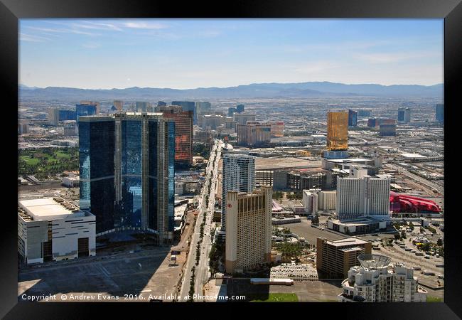 Las Vegas Skyline from the Stratosphere Tower, Nev Framed Print by Andy Evans Photos