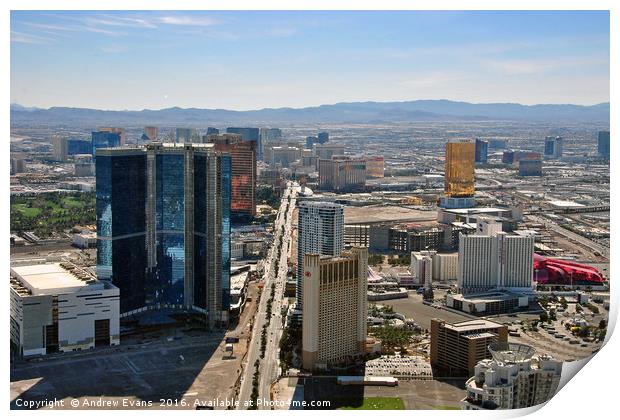 Las Vegas Skyline from the Stratosphere Tower, Nev Print by Andy Evans Photos