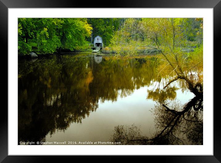 The Boathouse, Concord River Framed Mounted Print by Stephen Maxwell