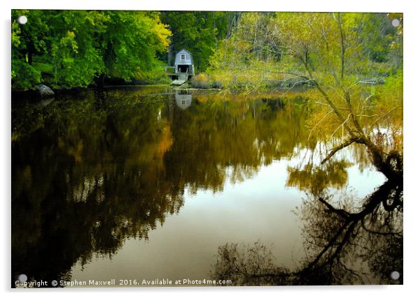 The Boathouse, Concord River Acrylic by Stephen Maxwell