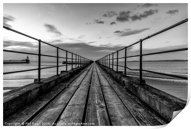 Down the pier Print by Phil Reay