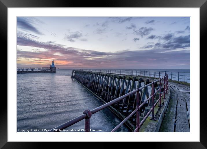 The Blyth piers at sunrise Framed Mounted Print by Phil Reay