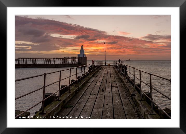 Sunrise at Blyth pier Framed Mounted Print by Phil Reay