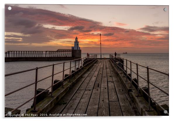 Sunrise at Blyth pier Acrylic by Phil Reay