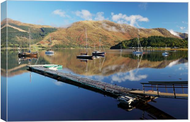 Loch Leven  Jetty and Boats Canvas Print by Grant Glendinning