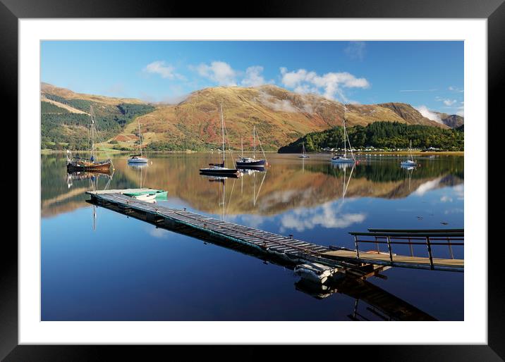 Loch Leven  Jetty and Boats Framed Mounted Print by Grant Glendinning