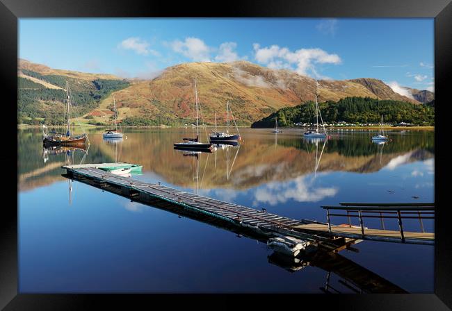 Loch Leven  Jetty and Boats Framed Print by Grant Glendinning