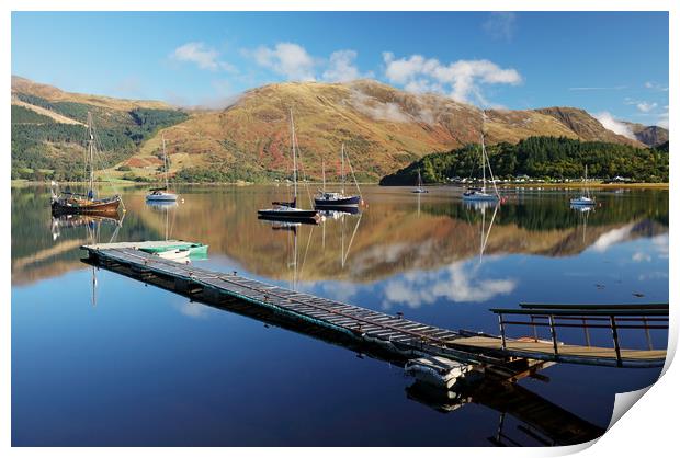 Loch Leven  Jetty and Boats Print by Grant Glendinning