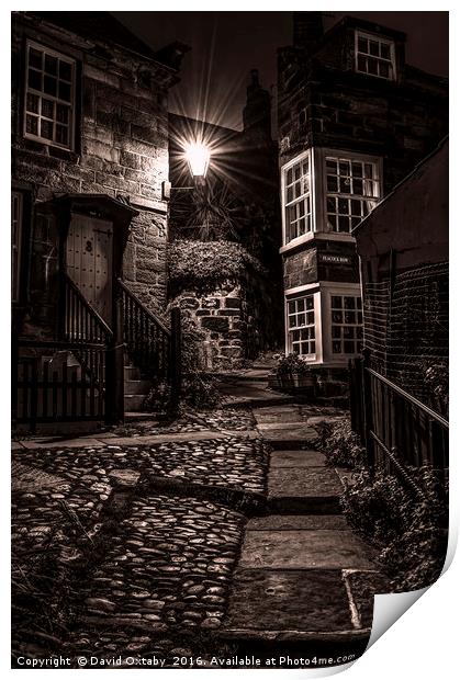 The back streets of Robin Hoods Bay Print by David Oxtaby  ARPS