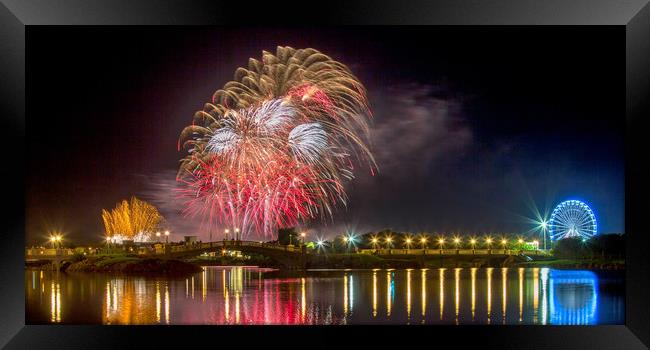 Southport Fireworks Framed Print by Roger Green