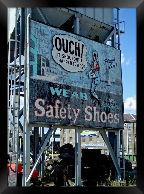 Ouch Safety Shoes Framed Print by Mark Sellers