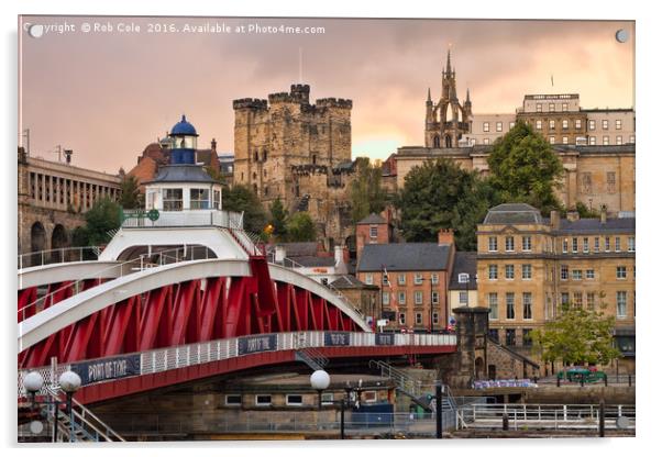The Swing Bridge and City Skyline, Newcastle, Tyne Acrylic by Rob Cole