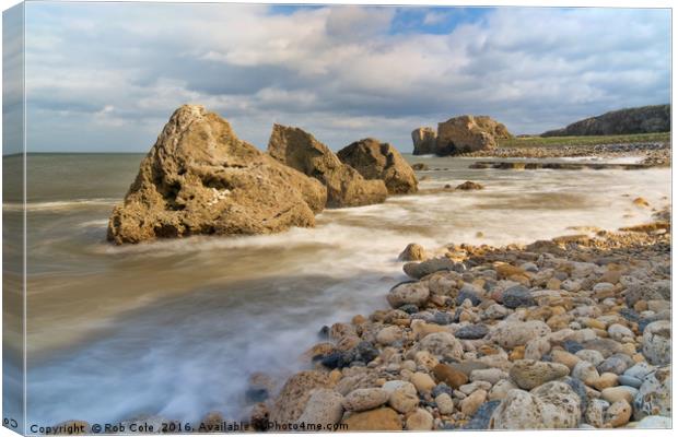 Incoming Tide at Trow Quarry Beach Canvas Print by Rob Cole