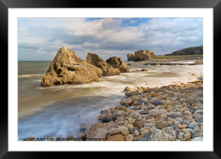 Incoming Tide at Trow Quarry Beach Framed Mounted Print by Rob Cole