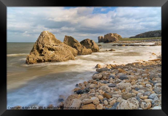 Incoming Tide at Trow Quarry Beach Framed Print by Rob Cole