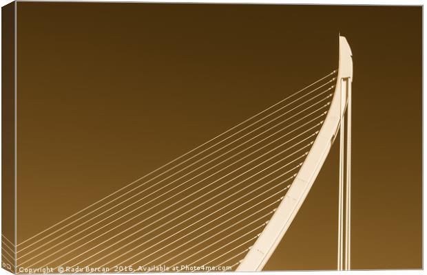 White Abstract Bridge Structure On Blue Sky Canvas Print by Radu Bercan