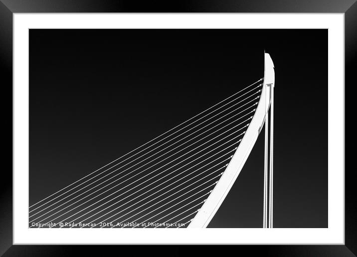 White Abstract Bridge Structure On Blue Sky Framed Mounted Print by Radu Bercan