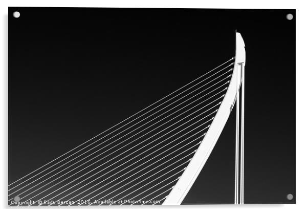 White Abstract Bridge Structure On Blue Sky Acrylic by Radu Bercan