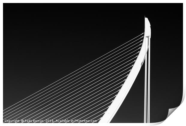 White Abstract Bridge Structure On Blue Sky Print by Radu Bercan