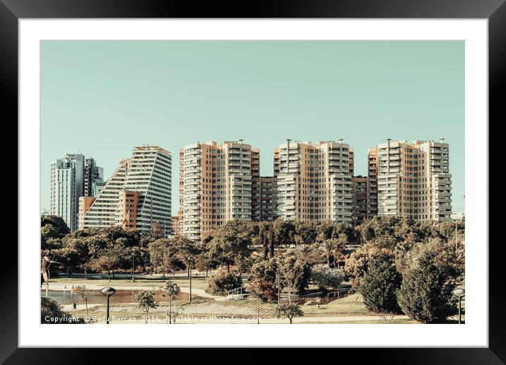 Valencia City Skyline In Spain Framed Mounted Print by Radu Bercan