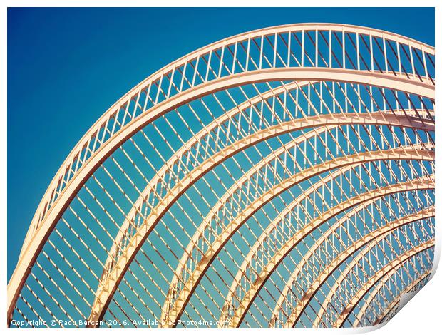 Abstract White Architecture On Blue Sky Print by Radu Bercan