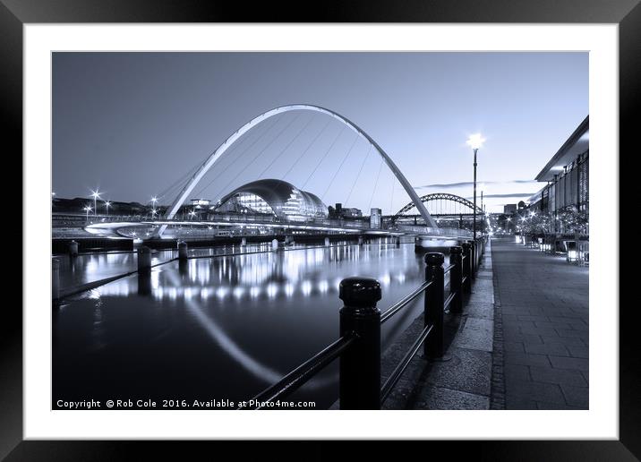 Newcastle-Gateshead Millennium Bridge, Tyne and We Framed Mounted Print by Rob Cole