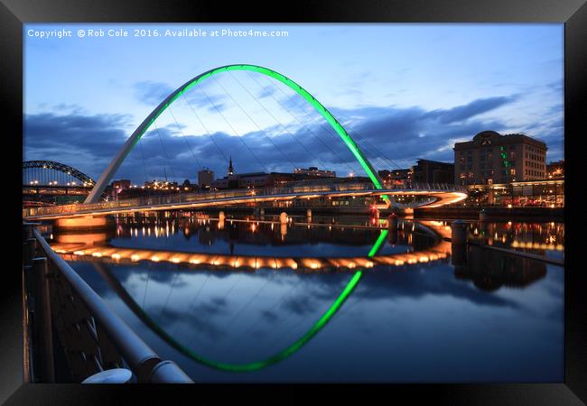 Gateshead Millennium Bridge, Newcastle, Tyne and W Framed Print by Rob Cole