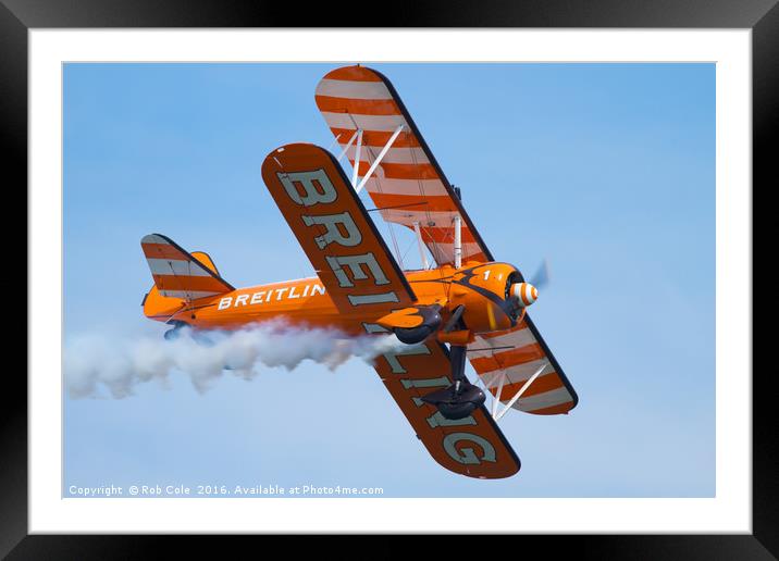 Bright Orange Bi-Plane Framed Mounted Print by Rob Cole
