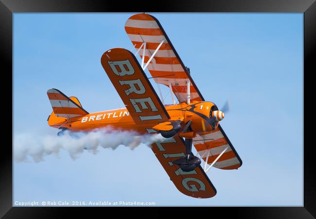 Bright Orange Bi-Plane Framed Print by Rob Cole