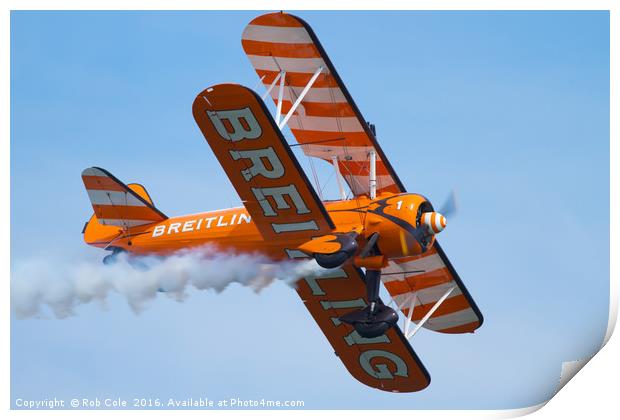 Bright Orange Bi-Plane Print by Rob Cole