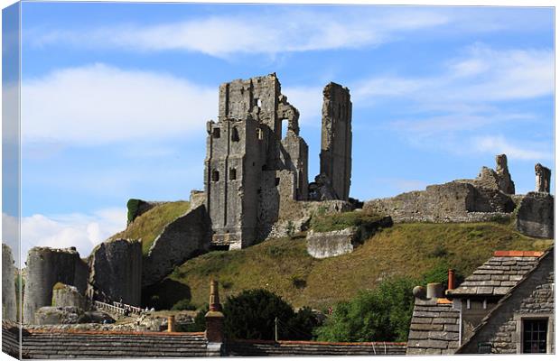 Corfe Castle and Corfe Dorset Canvas Print by David French