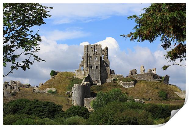 Corfe Castle and Corfe Dorset Print by David French
