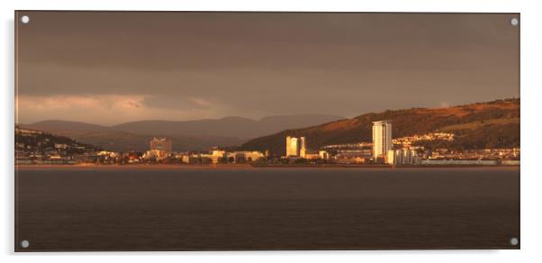 Swansea City evening Acrylic by Leighton Collins