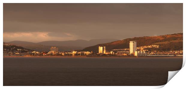 Swansea City evening Print by Leighton Collins