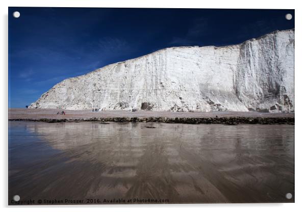 White cliffs of the Seven Sisters Acrylic by Stephen Prosser