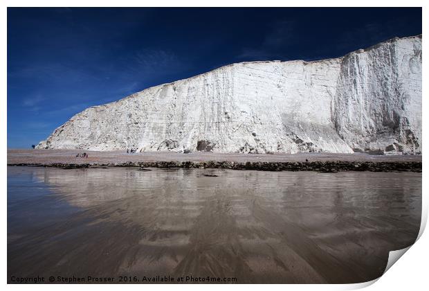 White cliffs of the Seven Sisters Print by Stephen Prosser
