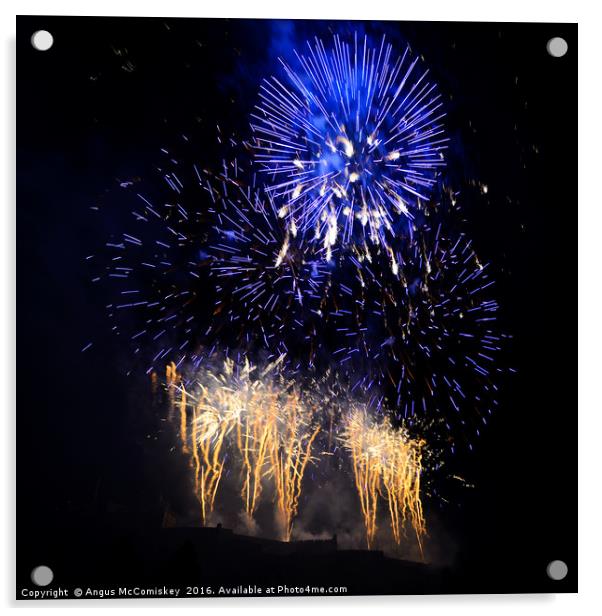 Edinburgh Festival Fireworks Acrylic by Angus McComiskey