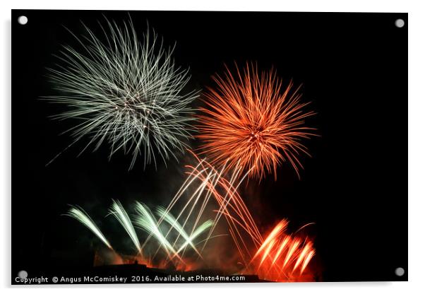 Edinburgh Festival Fireworks Acrylic by Angus McComiskey