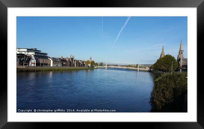 River Ness On Sunny Day Framed Mounted Print by christopher griffiths