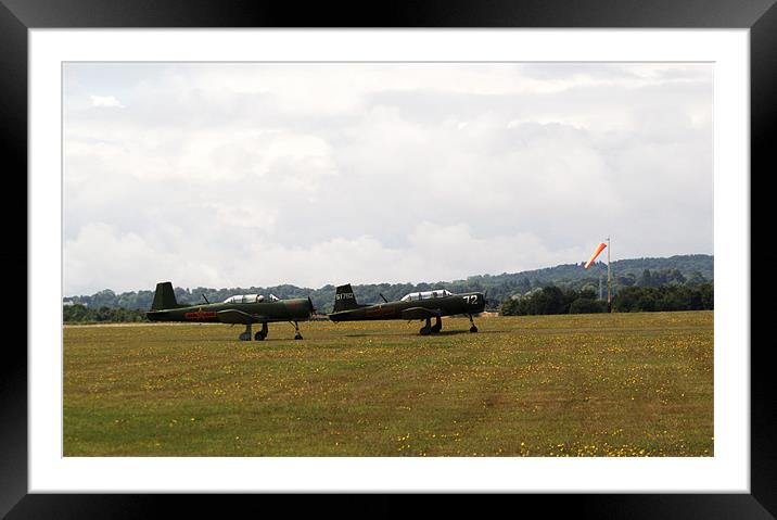 Two Nanchang CJ6 fighter planes near take off Framed Mounted Print by Chris Day