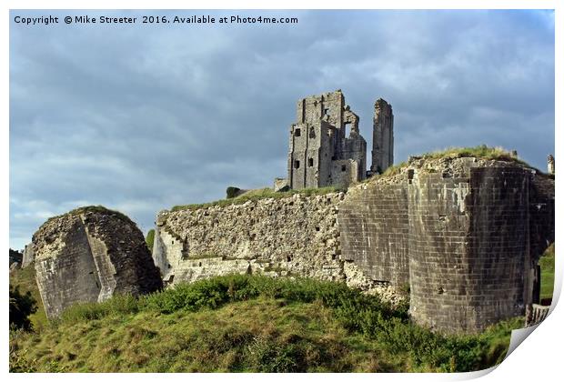 Corfe Castle in October Print by Mike Streeter