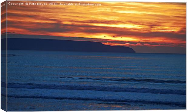 Autumn Sunset over Hartland  Canvas Print by Pete Moyes