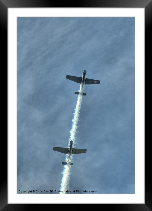 Two Nanchang CJ6 fighter planes in formation Framed Mounted Print by Chris Day