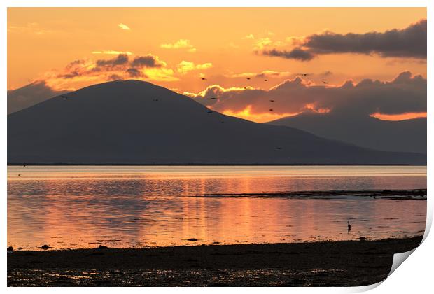 Sunset on Cockleshell Beach in Tralee Bay, Ireland Print by Colm Kingston