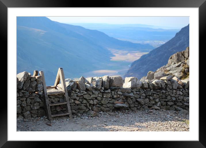 Stile over Stone Wall in Snowdonia, Wales Framed Mounted Print by Colm Kingston