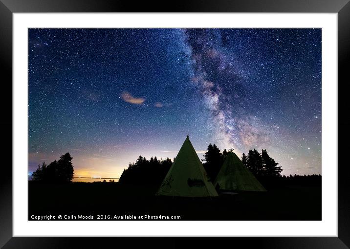 Wigwams under the Night Sky Framed Mounted Print by Colin Woods