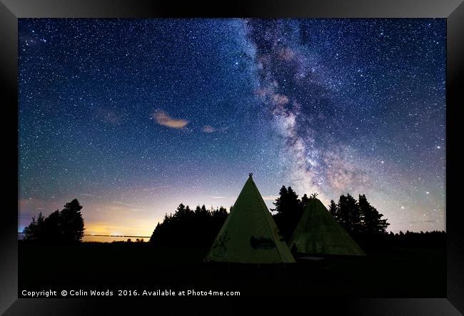 Wigwams under the Night Sky Framed Print by Colin Woods
